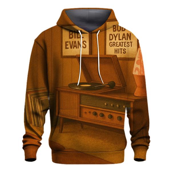Retro Vinyl Listening Lounge Scene zip-up hoodies