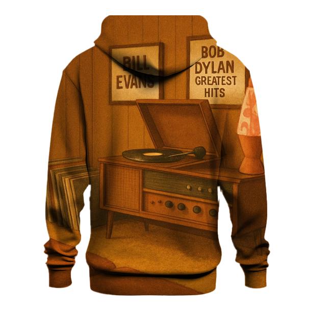 Retro Vinyl Listening Lounge Scene zip-up hoodies