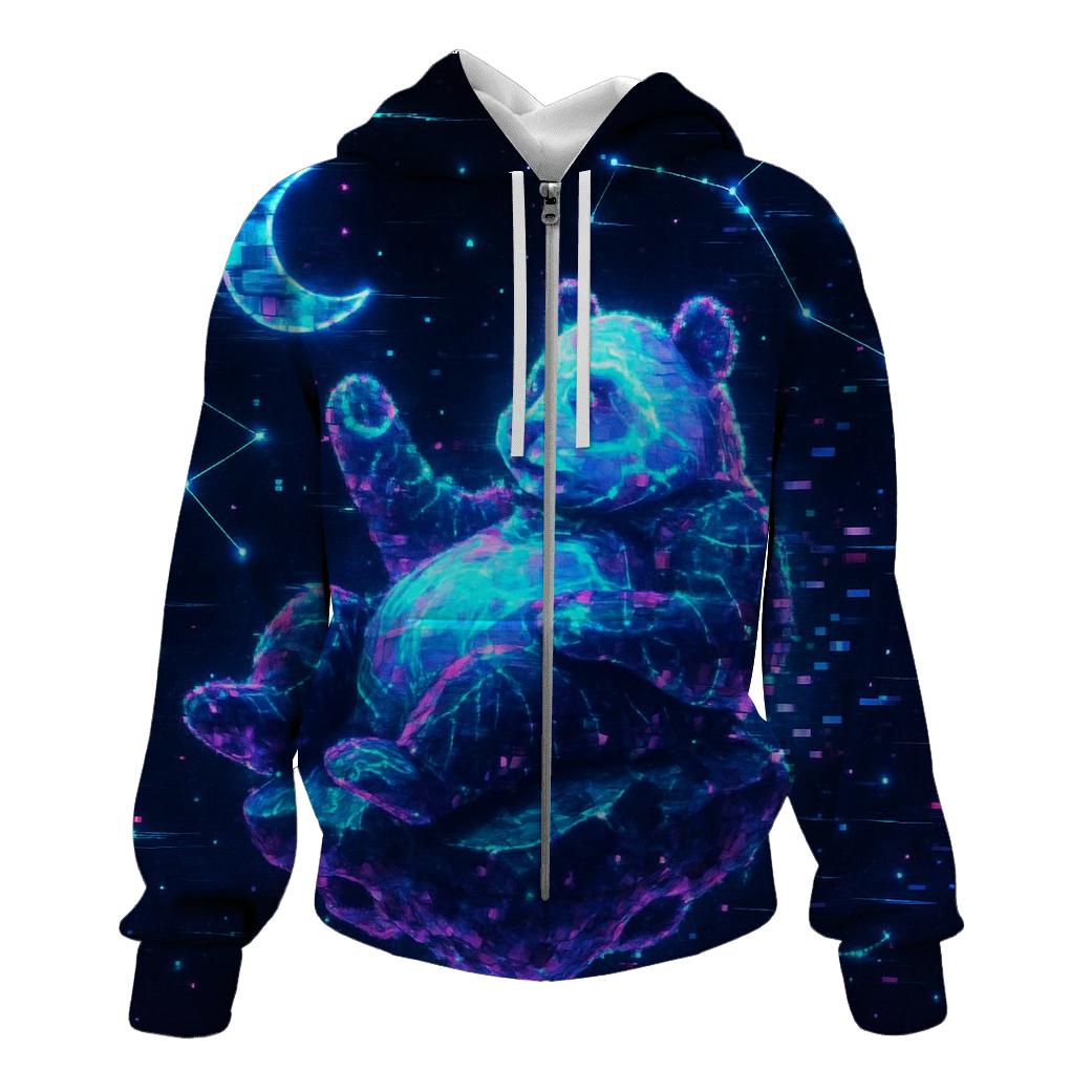 Glitch Panda Constellation zip-up hoodies