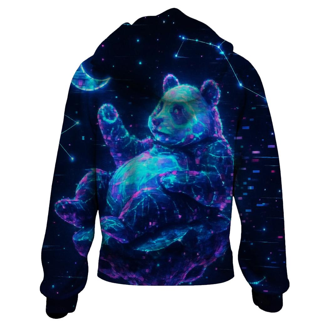 Glitch Panda Constellation zip-up hoodies
