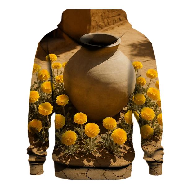 Desert Marigolds Around Clay Water Jar embroidered hoodies