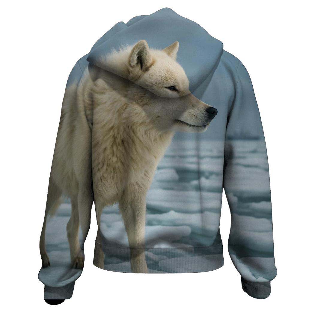 Arctic Wolf On Thawing Sea Ice heavyweight hoodies
