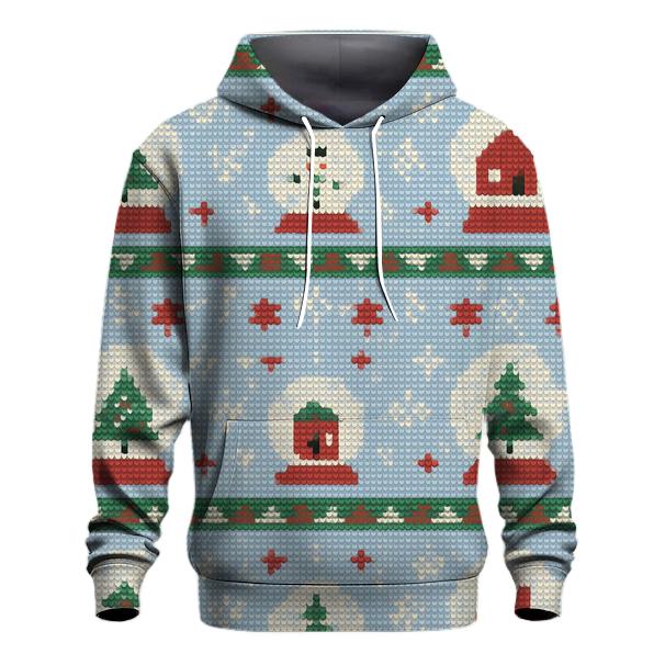 Snow Globe Patchwork Rows Design embroidered hoodies