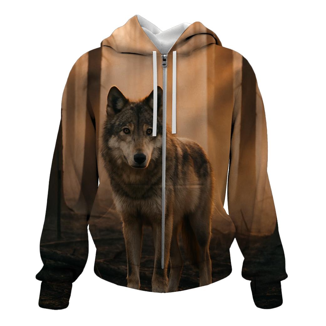 Timber Wolf At Forest Fire Edge premium hoodies