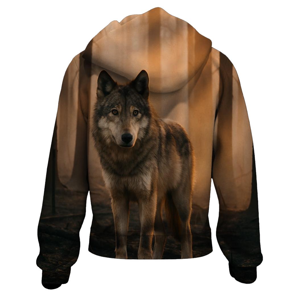 Timber Wolf At Forest Fire Edge premium hoodies