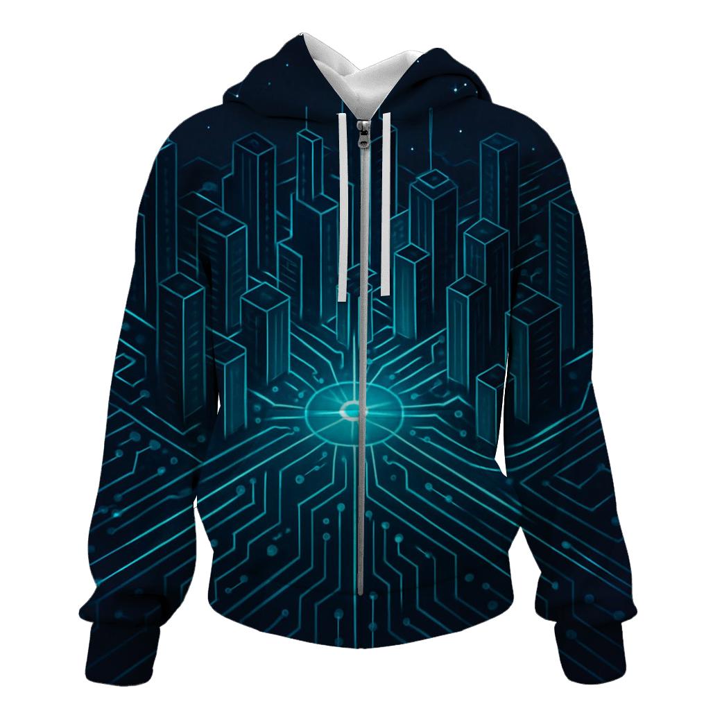 Celestial Circuit City graphic hoodies