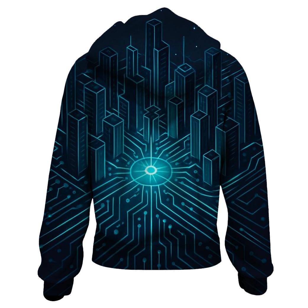 Celestial Circuit City graphic hoodies