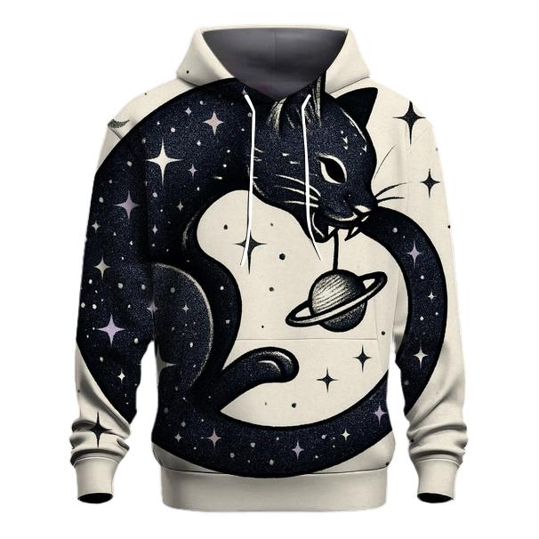 Playful Cosmic Cat Ouroboros zip-up hoodies