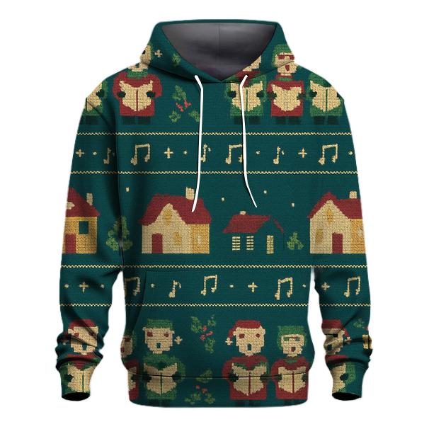 Festive Carolers Village Panel Design hoodie trends