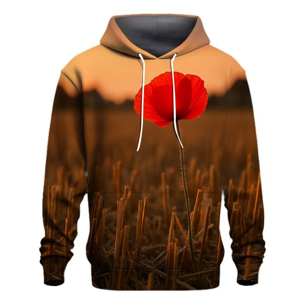 Poppy Remnant In Harvested Wheat Field embroidered hoodies