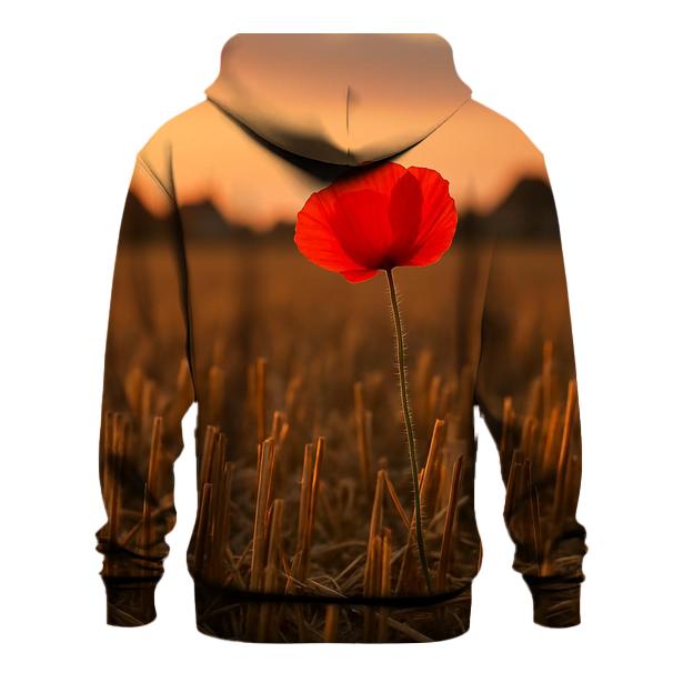 Poppy Remnant In Harvested Wheat Field embroidered hoodies