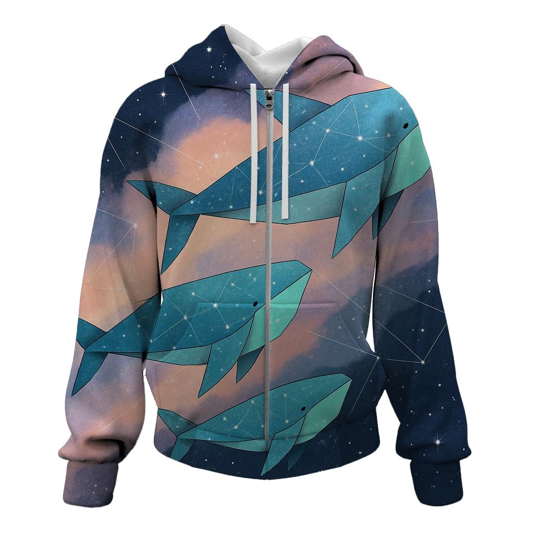 Cosmic Origami Whales premium hoodies