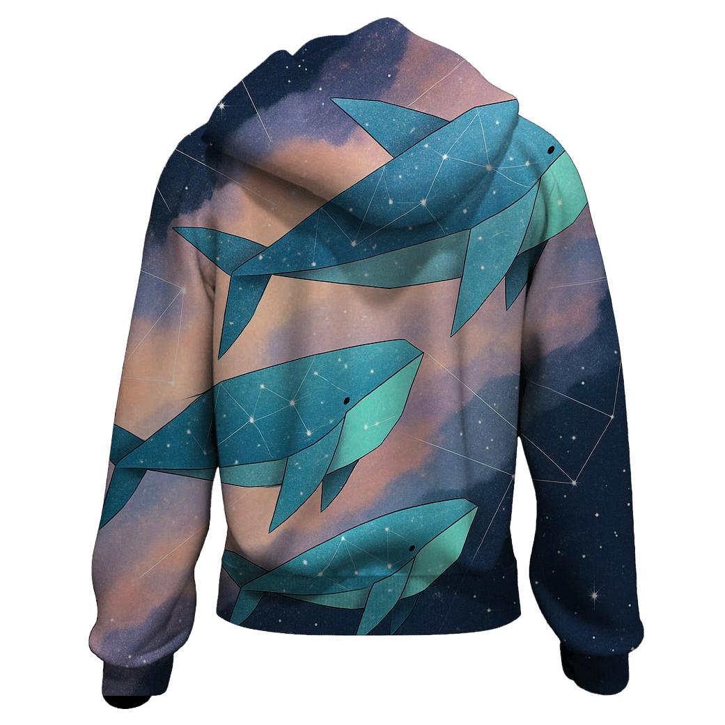 Cosmic Origami Whales premium hoodies