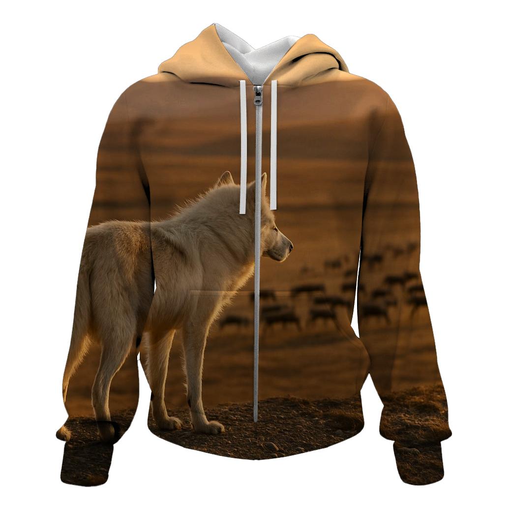 Tundra Wolf On Caribou Migration Ridge hoodie styles