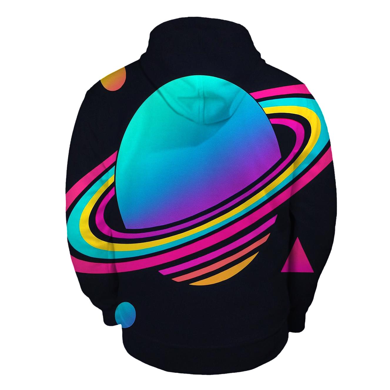 Holographic Planet Rings lightweight hoodies