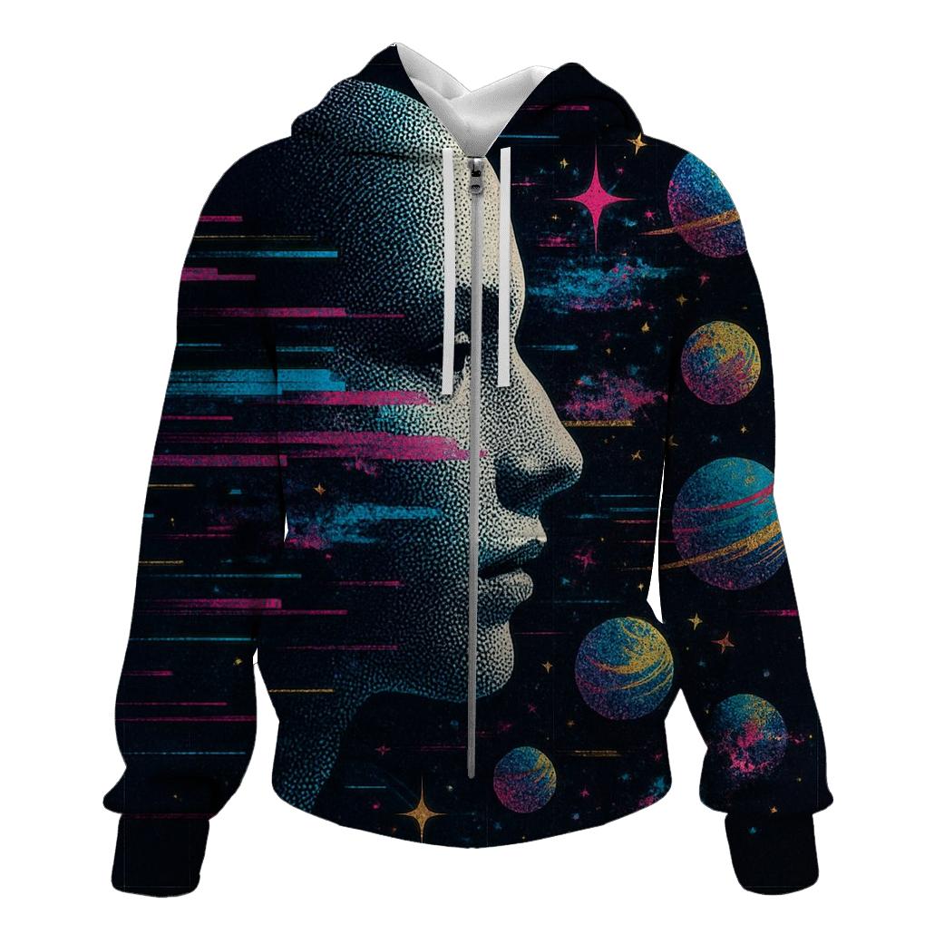 Astral Glitch Portrait pullover hoodies