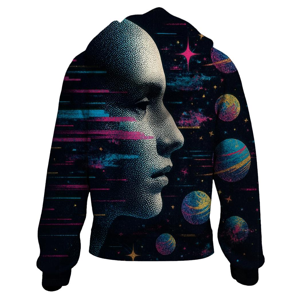 Astral Glitch Portrait pullover hoodies