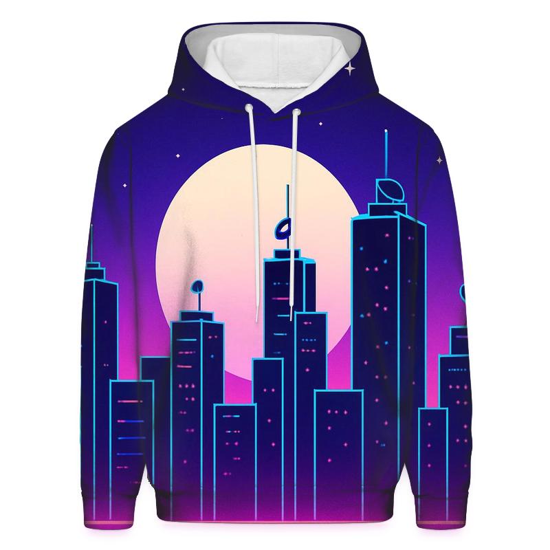 Neon Satellite Skyline hoodie designs