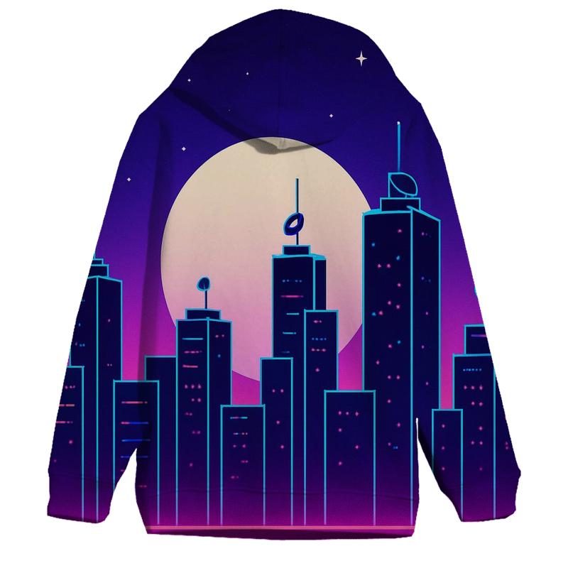 Neon Satellite Skyline hoodie designs