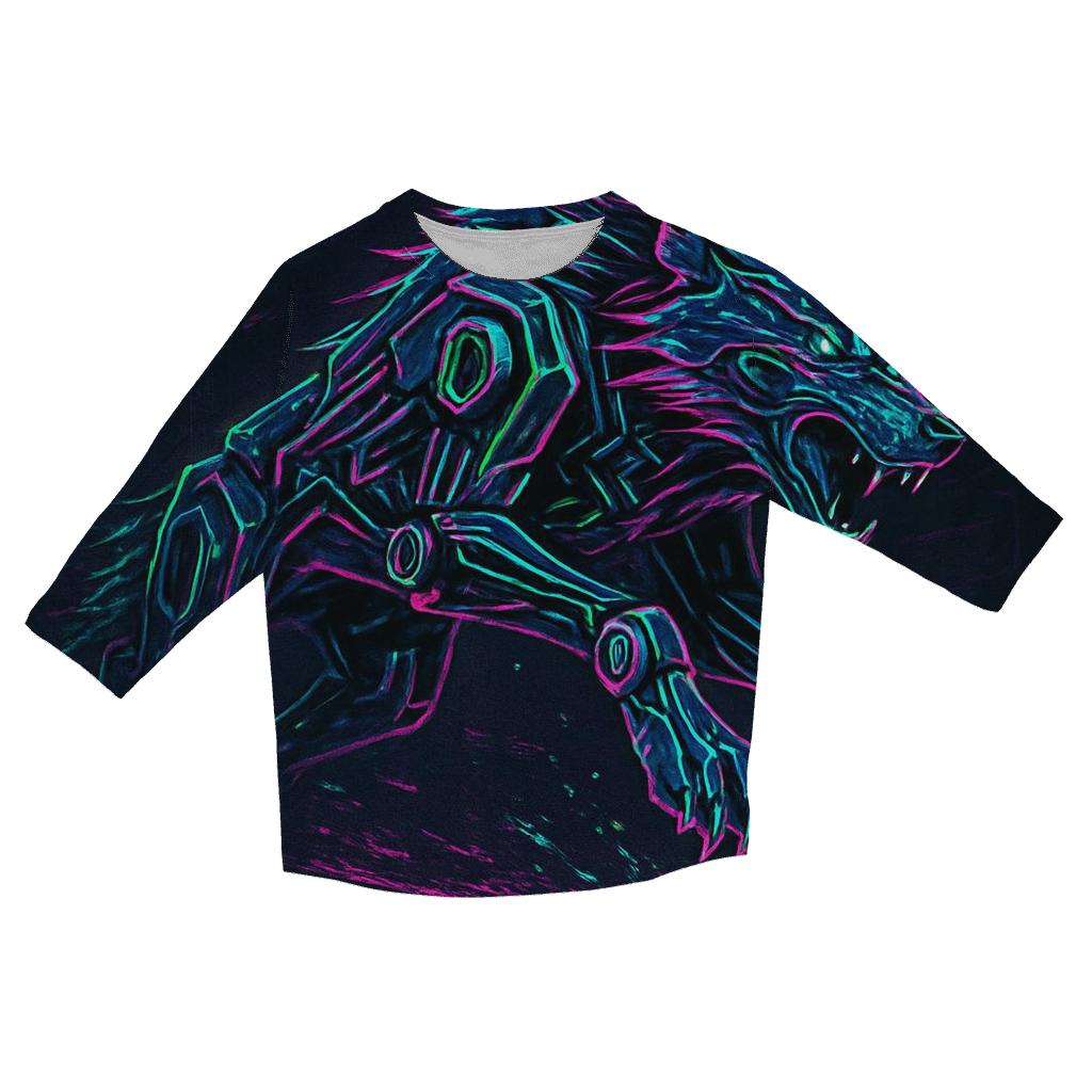 Neon Mechanic Wolf Overdrive printed three quarter sleeve shirts