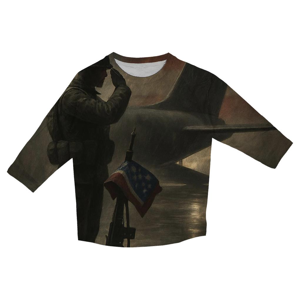 Silent Watch On The Tarmac printed three quarter sleeve shirts