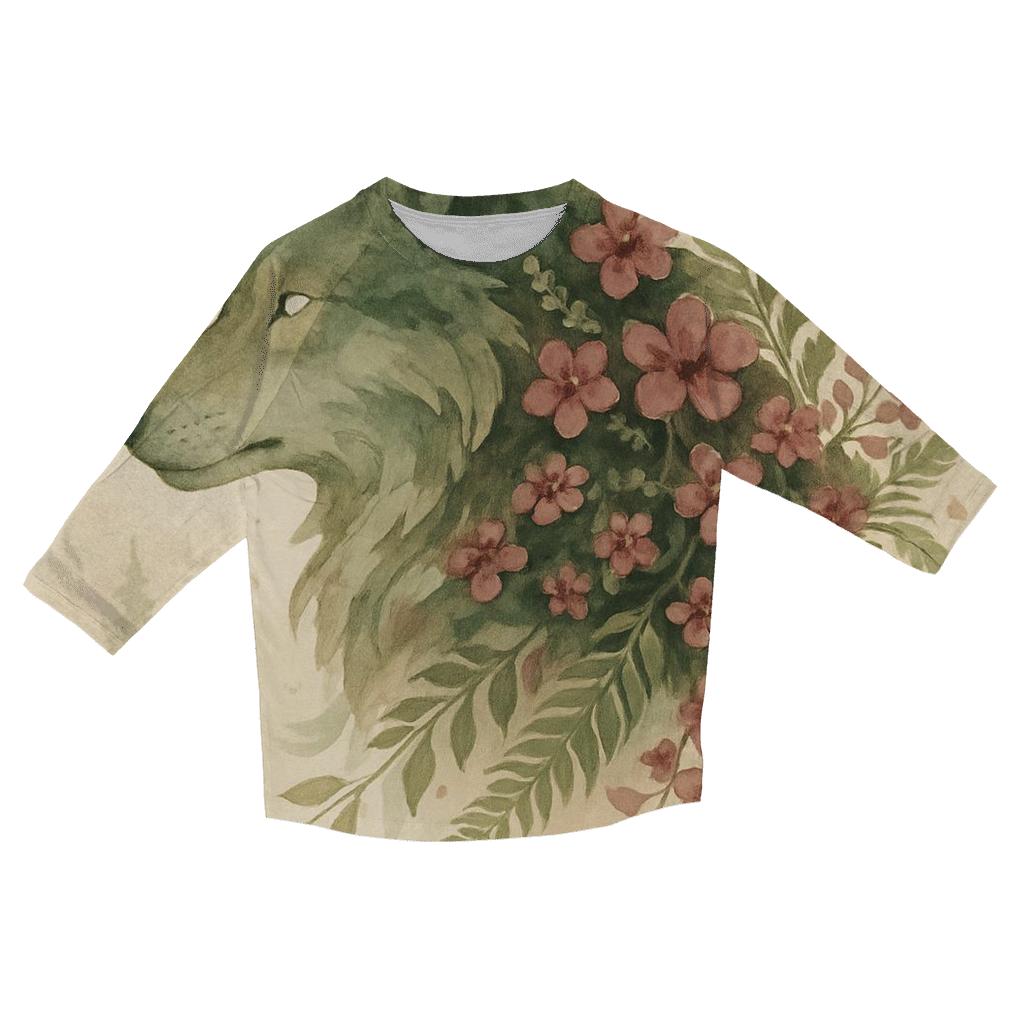 Forest Spirit Wolf Bloom fashion 3/4 sleeve shirts