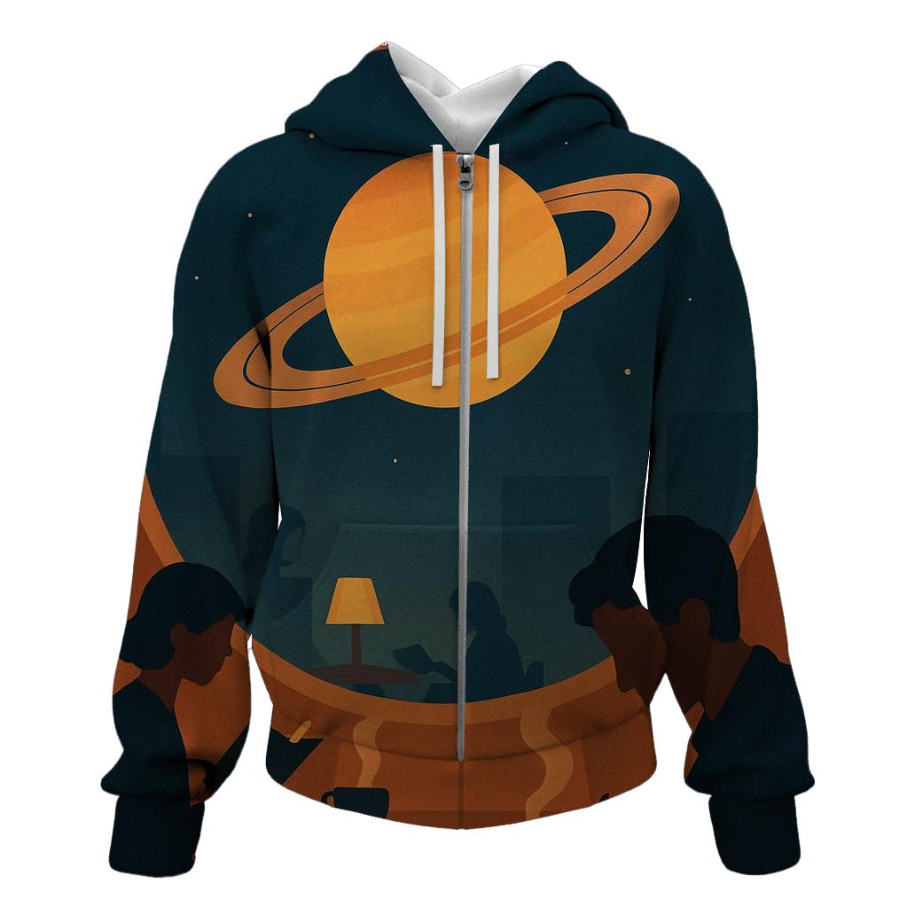 Saturn Cafe Window Scene zip-up hoodies