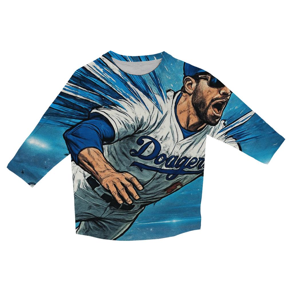 Dodgers Velocity Wings Of The Outfield printed three quarter sleeve shirts