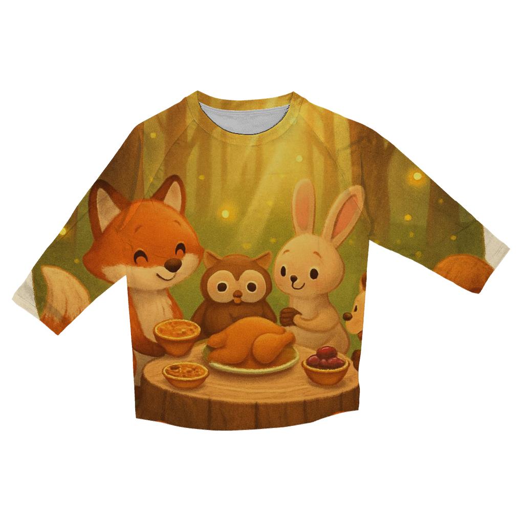 Woodland Friends Autumn Banquet fashion 3/4 sleeve shirts