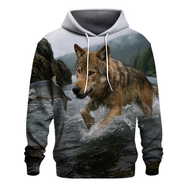 Coastal Wolf Fishing At Low Tide hoodies fashion