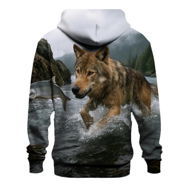 Coastal Wolf Fishing At Low Tide hoodies fashion