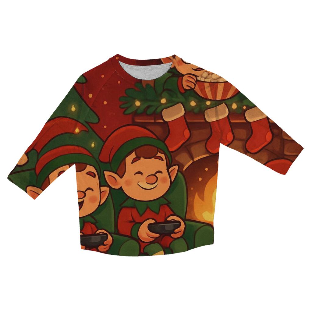 North Pole Fireplace Gaming Night custom 3/4 sleeve shirts