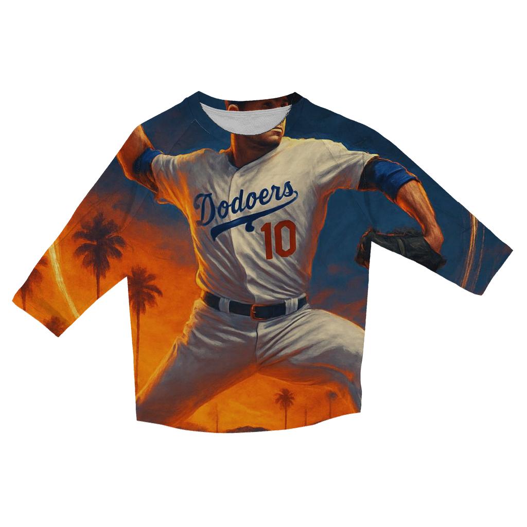 Sunset Halo Dodgers Pitcher Arc fashion 3/4 sleeve shirts