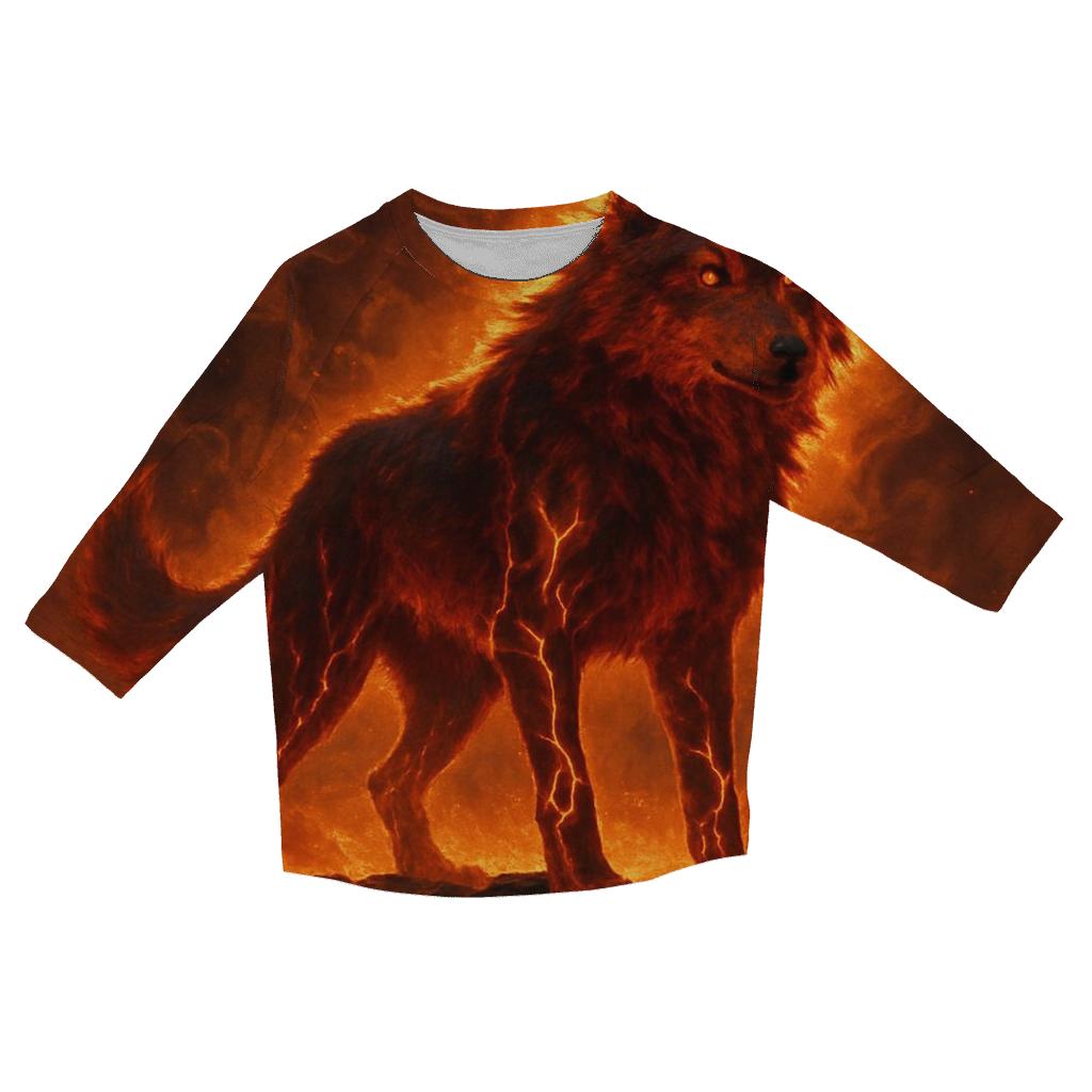 Volcanic Alpha Wolf Rise printed three quarter sleeve shirts