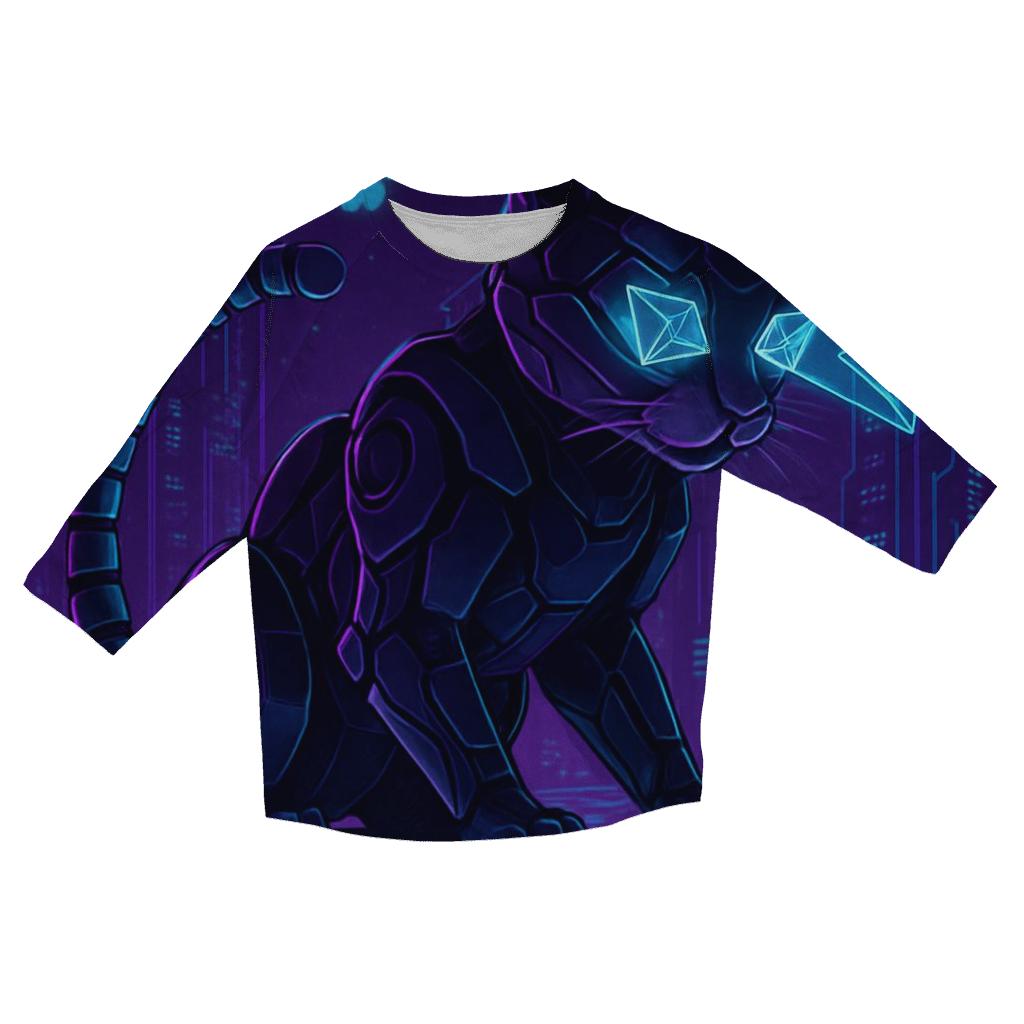 Cyber Circuit Guardian Cat custom 3/4 sleeve shirts