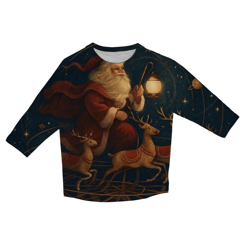Celestial Storybook Santa Carousel trendy 3/4 sleeve tops