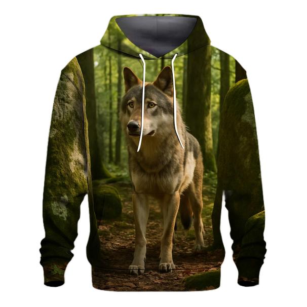 Eurasian Wolf At Ancient Forest Megaliths zip-up hoodies