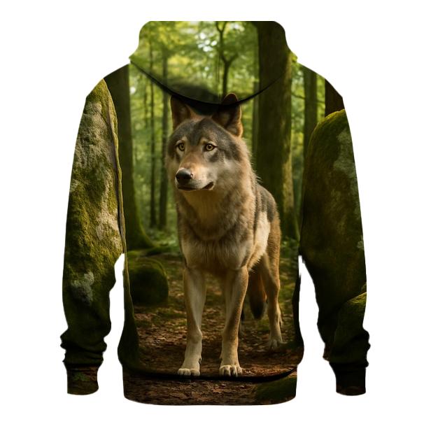 Eurasian Wolf At Ancient Forest Megaliths zip-up hoodies