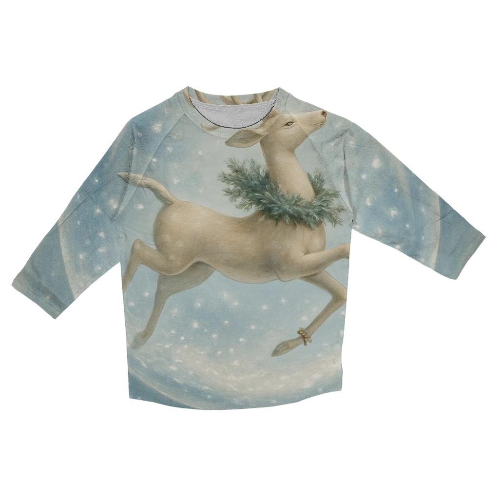 Starlit Snowglobe Reindeer Ballet fashion 3/4 sleeve shirts