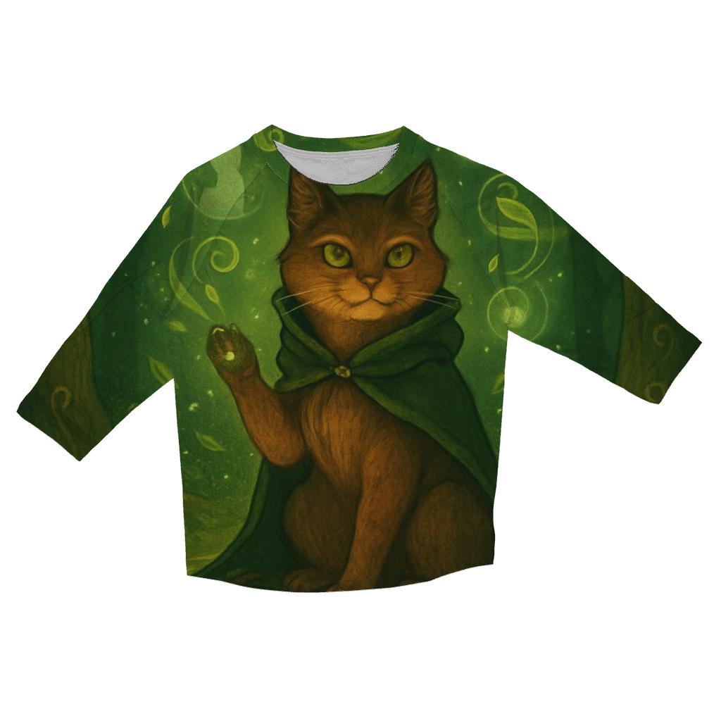 Forest Druid Cat Circle casual three quarter sleeve shirts