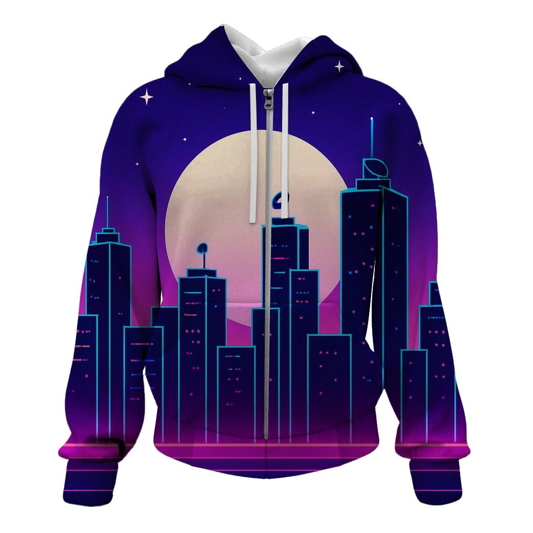 Neon Satellite Skyline pullover hoodies