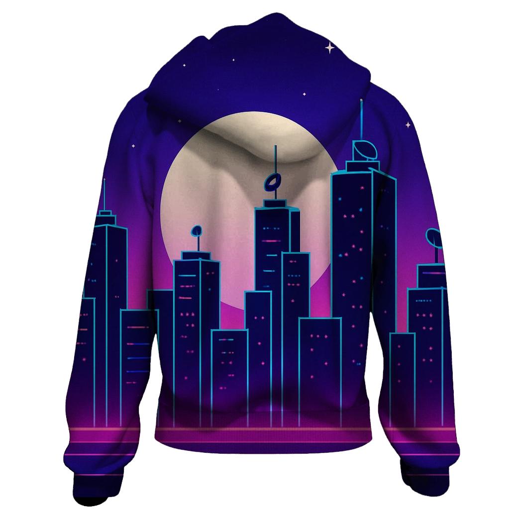 Neon Satellite Skyline pullover hoodies