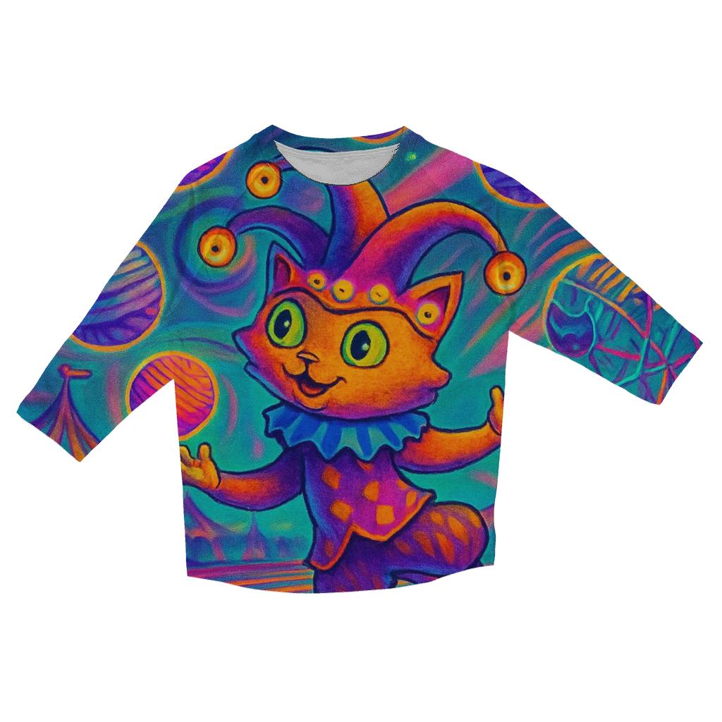 Psychedelic Carnival Jester Cat personalized 3/4 sleeve tees