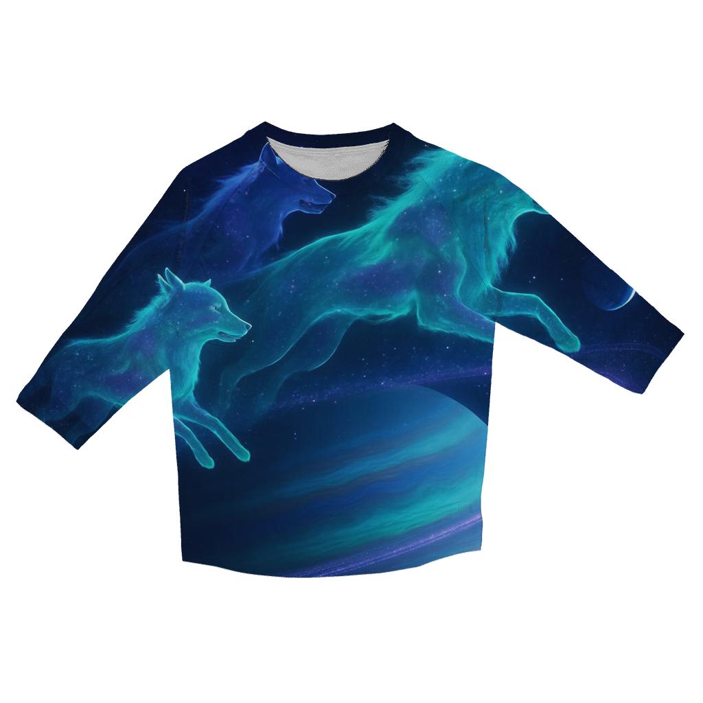 Orbiting Wolves Of The Aurora Ring cotton quarter sleeve shirts