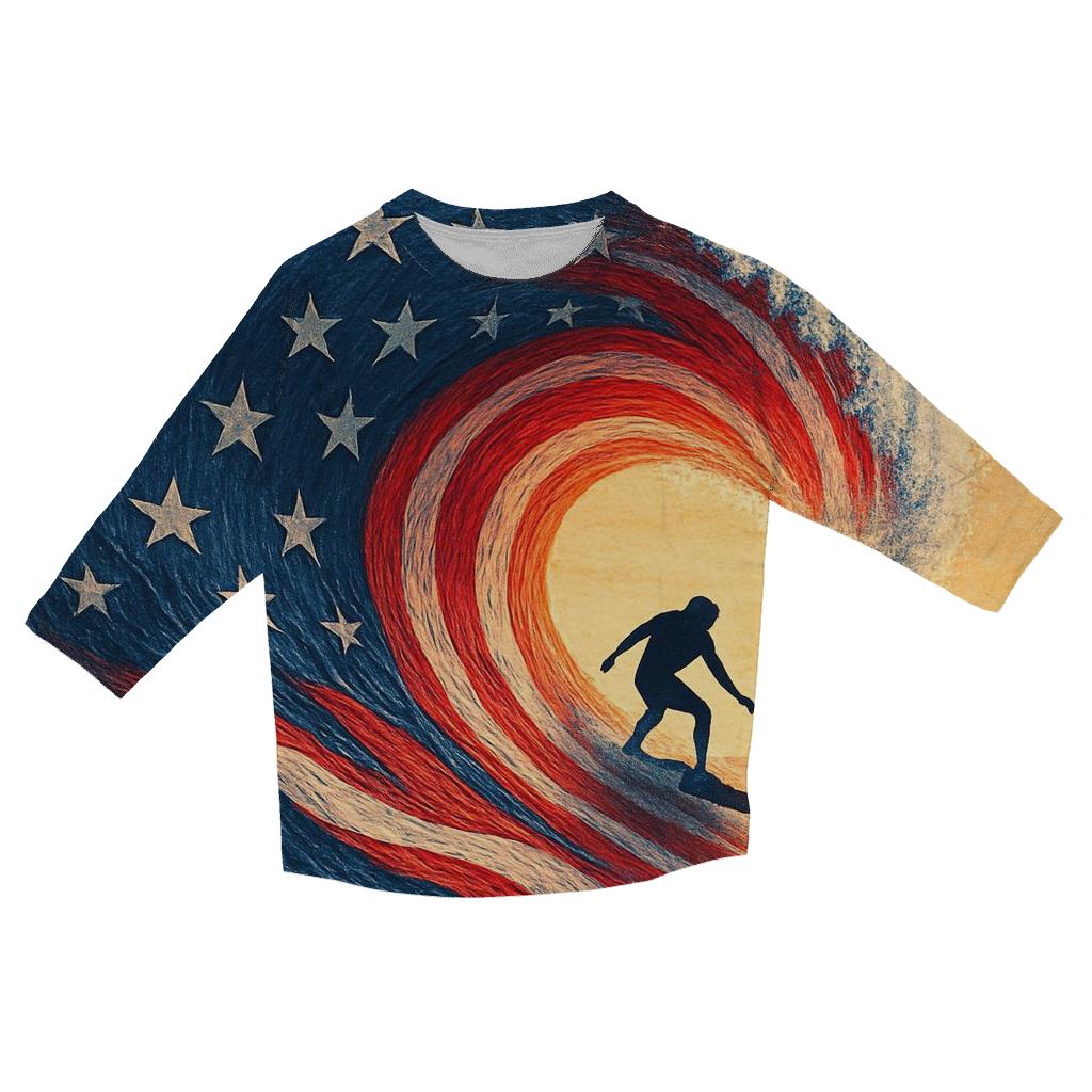 Ocean Currents Of Freedom trendy 3/4 sleeve tops