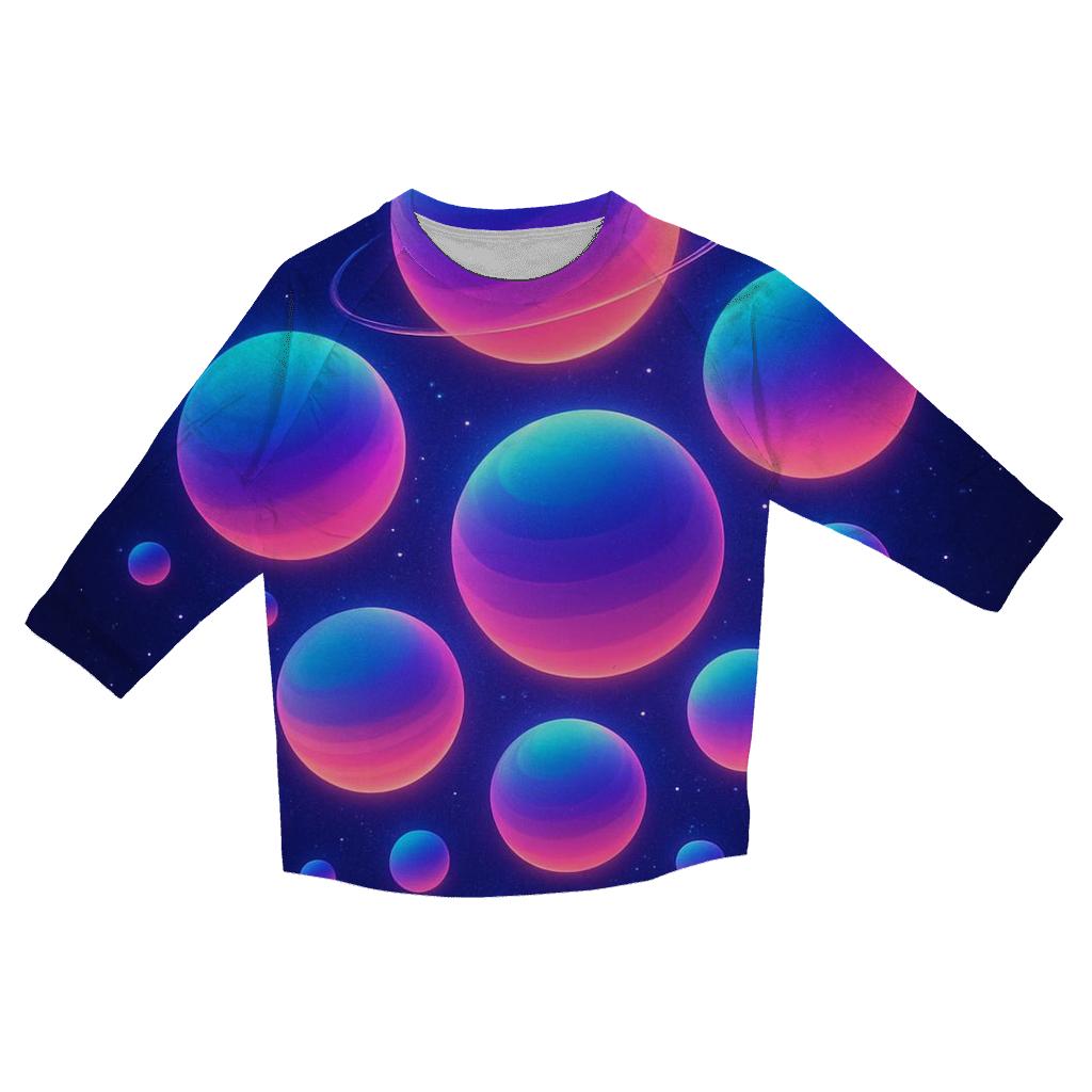 Orbiting Prism Gradient Orbs fashion 3/4 sleeve shirts