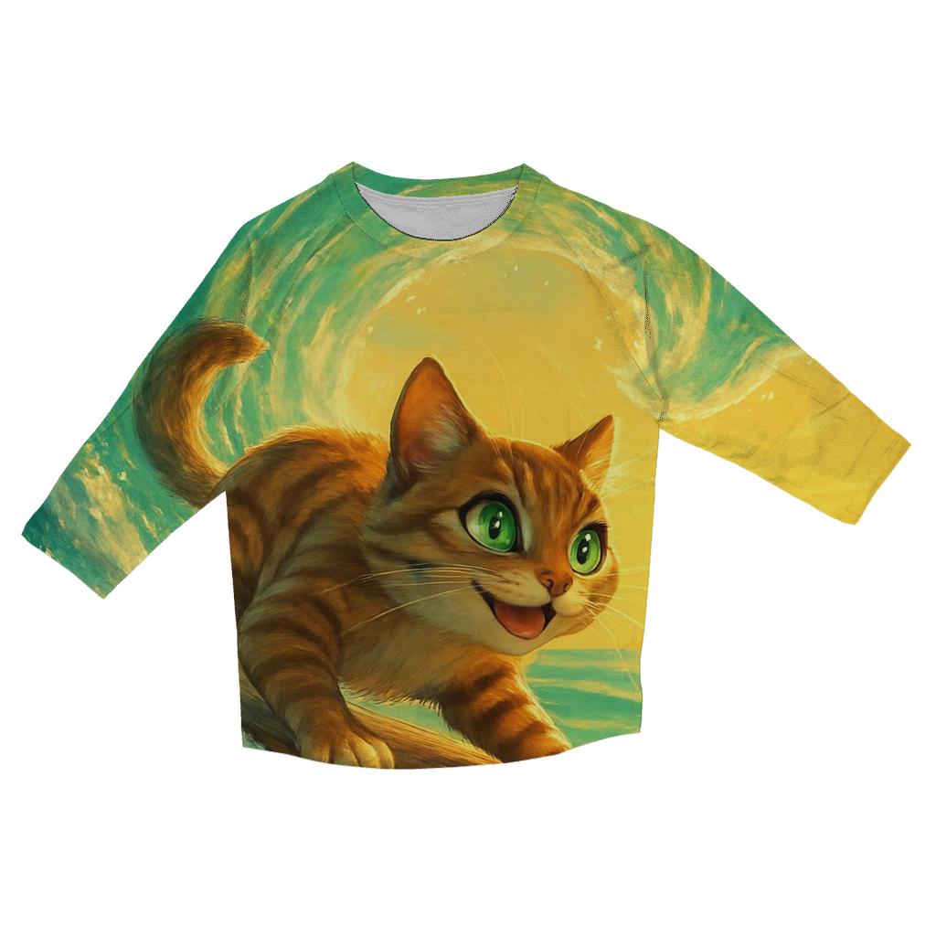 Ocean Tide Surfer Cat fashion 3/4 sleeve shirts