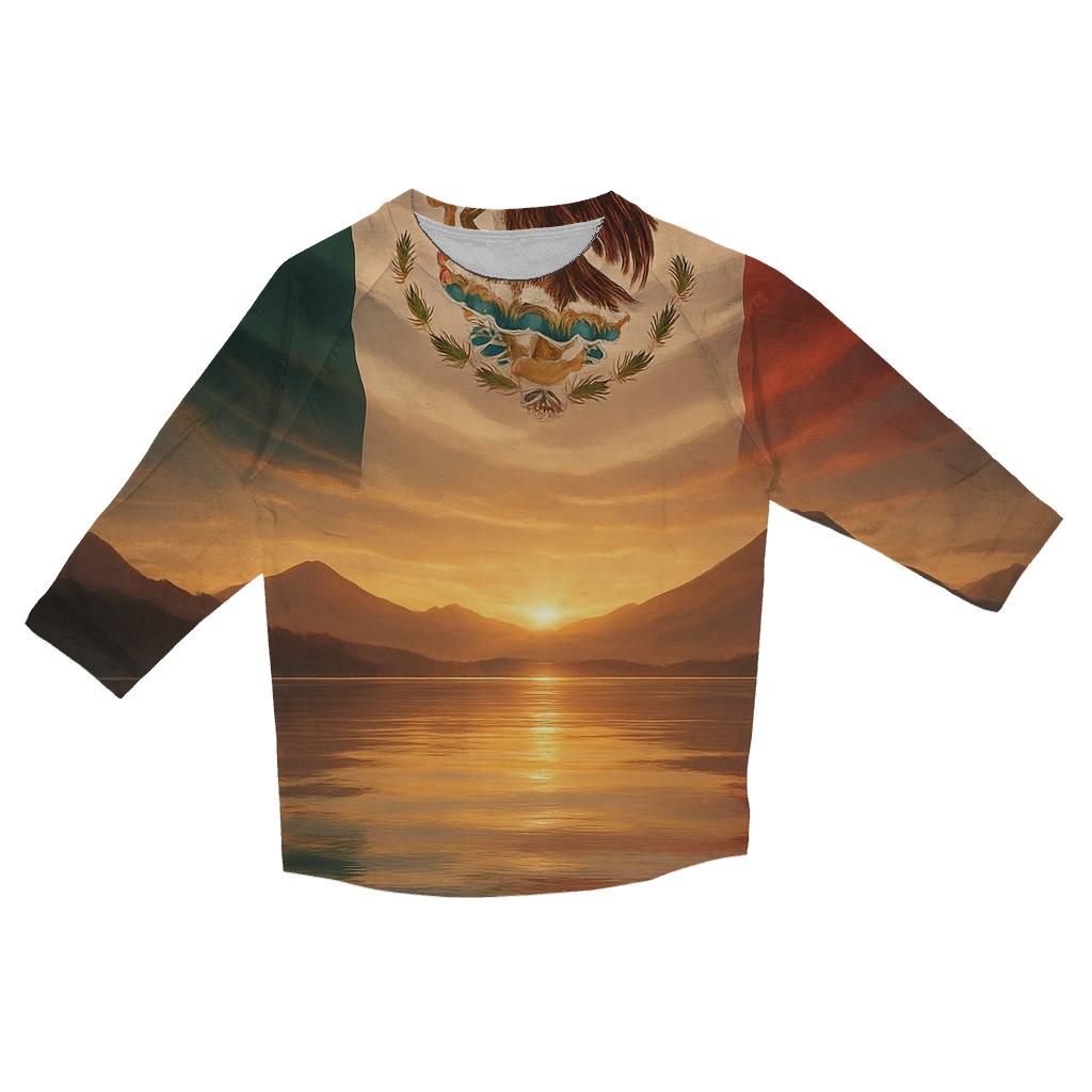 Mexican Flag Volcanic Valley Reflection designer 3/4 sleeve blouses