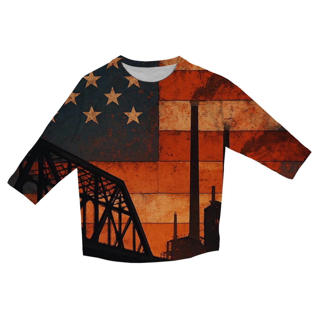 Rustbelt Rising Stripes fashion 3/4 sleeve shirts