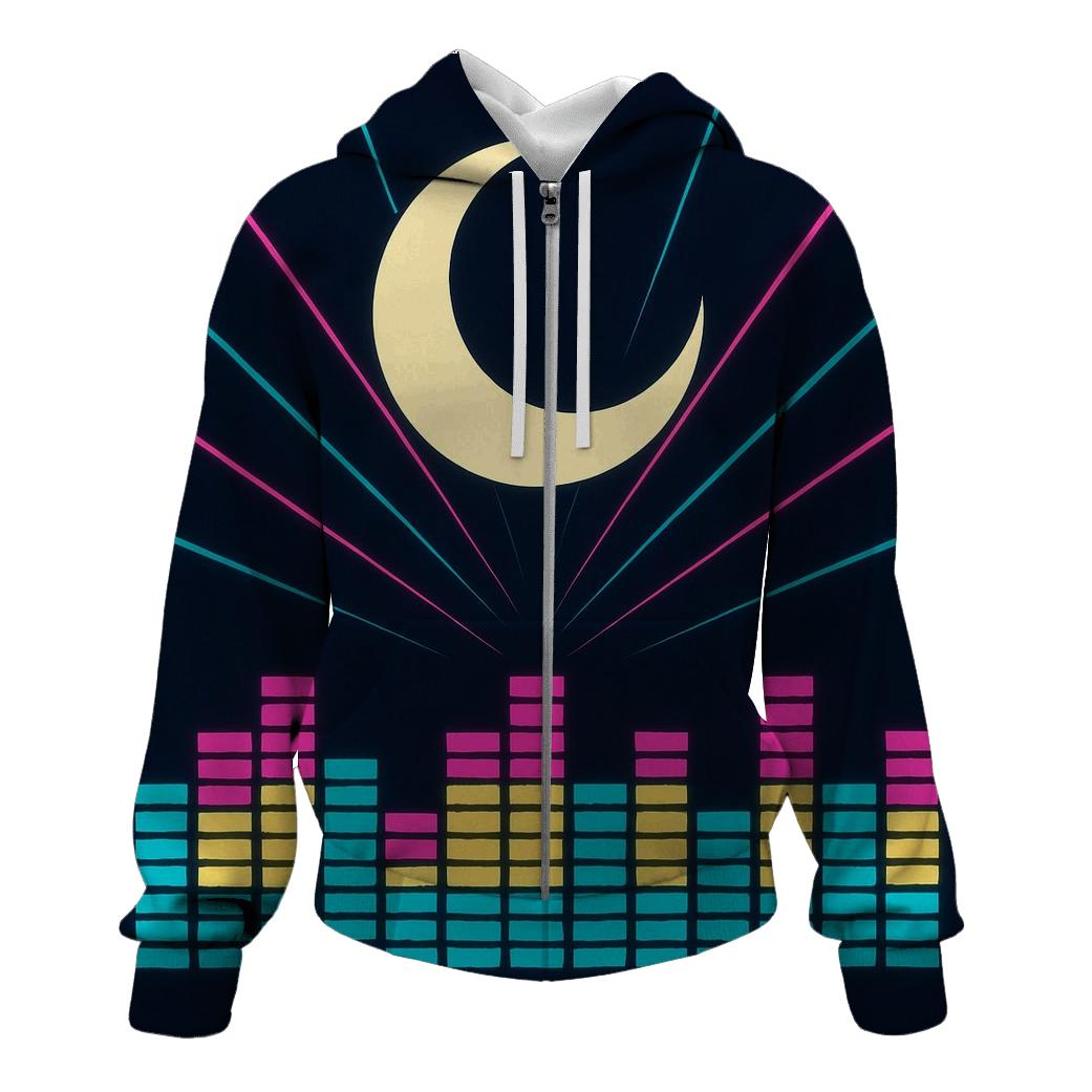 Laser Moon Soundwaves embroidered hoodies